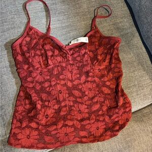 Aerie Red Lace Camisole Top
